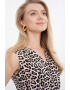 GreenPoint Rochie din amestec de in cu animal print si buzunare laterale - Pled.ro