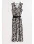 GreenPoint Rochie din amestec de in cu animal print si buzunare laterale - Pled.ro