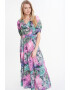 GreenPoint Rochie midi cu decolteu in V model si maneci scurte - Pled.ro