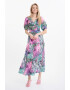 GreenPoint Rochie midi cu decolteu in V model si maneci scurte - Pled.ro