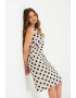 GreenPoint Rochie midi din amestec de in cu buline - Pled.ro