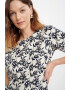 GreenPoint Rochie mini din amestec de in cu model floral - Pled.ro