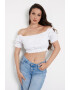 GUESS Bluza crop cu decolteu pe umeri - Pled.ro