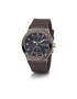 GUESS Ceas barbatesc JET Quartz cadran Navy curea silicon maro ciocolatiu 45mm - Pled.ro