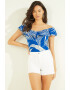 GUESS JEANS Bluza crop din amestec de modal cu decolteu pe umeri - Pled.ro