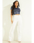 GUESS JEANS Bluza crop stralucitoare cu decupaj pe partea din spate - Pled.ro