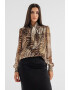 GUESS JEANS Bluza cu animal print si guler cu funda din panglici - Pled.ro