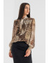 GUESS JEANS Bluza cu animal print si guler cu funda din panglici - Pled.ro