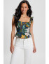 GUESS JEANS Bluza din amestec de in cu volan peplum - Pled.ro