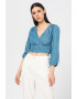 GUESS JEANS Bluza din chambray crop cu decolteu in V - Pled.ro