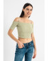 GUESS Bluza crop cu decolteu pe umeri - Pled.ro