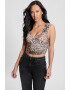 GUESS JEANS Top-corseta de plasa cu animal print - Pled.ro