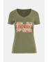 GUESS Tricou cu decolteu in V si imprimeu logo - Pled.ro