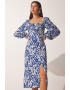 Happiness İstanbul Rochie cu model floral si slit lateral - Pled.ro