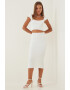 Happiness İstanbul Set de fusta midi cu croiala bodycon si top crop - Pled.ro