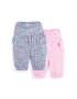 JoJo Maman Bebe Set 2 perechi de pantaloni de bumbac fete cu dungi si floricele Multicolor - Pled.ro