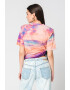 JUST CAVALLI Tricou cu model tie-dye si pliuri laterale - Pled.ro