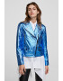 Karl Lagerfeld Jacheta biker din piele cu aspect metalizat - Pled.ro