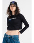 KARL LAGERFELD JEANS Bluza crop de bumbac organic cu logo - Pled.ro