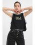 KARL LAGERFELD JEANS Top crop cu imprimeu logo - Pled.ro