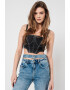 KARL LAGERFELD JEANS Top crop din denim cu model corset - Pled.ro