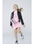 KARL LAGERFELD KIDS Jacheta biker din piele ecologica cu imprimeu logo pe partea din spate - Pled.ro