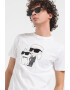 Karl Lagerfeld Tricou cu decolteu la baza gatului si imprimeu - Pled.ro