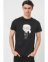 Karl Lagerfeld Tricou cu decolteu la baza gatului si imprimeu logo - Pled.ro