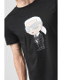 Karl Lagerfeld Tricou cu decolteu la baza gatului si imprimeu logo - Pled.ro