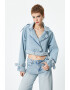 KOTON Jacheta crop din denim cu o curea in talie - Pled.ro