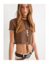 KOTON Tricou crop cu detalii crosetate - Pled.ro