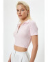 KOTON Tricou crop cu fermoar scurt si model gingham - Pled.ro