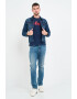 Lee Cooper Jacheta barbat din denim cu buzunare si logo Albastru - Pled.ro