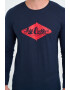 Lee Cooper Tricou barbat cu maneca lunga cu logo aplicat Albastru - Pled.ro