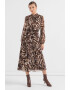 Liu Jo Rochie midi cu pliuri si animal print - Pled.ro