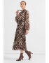 Liu Jo Rochie midi cu pliuri si animal print - Pled.ro