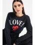 Love Moschino Bluza sport din bumbac cu imprimeu logo contrastant - Pled.ro