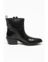 Love Moschino Botine western de piele cu banda logo - Pled.ro