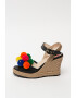 Love Moschino Sandale wedge de piele cu ciucuri - Pled.ro