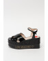 Love Moschino Sandale wedge de piele lacuita cu aplicatie logo - Pled.ro