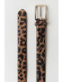 Mango Curea de piele cu par scurt si animal print - Pled.ro