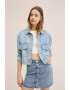 Mango Jacheta crop de denim cu broderii florale Chelsea - Pled.ro