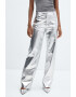 Mango Pantaloni ampli cu aspect metalic Silver - Pled.ro