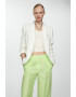 Mango Pantaloni din amestec de lana cu croiala ampla Lime - Pled.ro