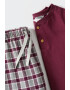 Mango Pijama de bumbac cu pantaloni lungi Alarm - Pled.ro