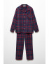 Mango Pijama de bumbac in carouri Xmax - Pled.ro