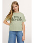 Mango Tricou cu decolteu la baza gatului si imprimeu text Pizza - Pled.ro