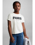 Mango Tricou de bumbac cu text Paris - Pled.ro