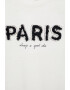 Mango Tricou de bumbac cu text Paris - Pled.ro