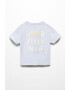 Mango Tricou din bumbac cu imprimeu text LAvibes - Pled.ro